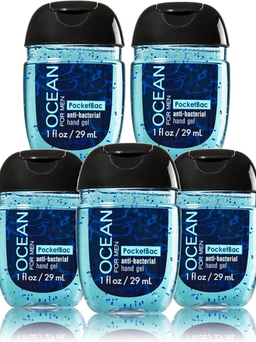 Men's Antibacterial Hand Sanitizer Gel - Bundle of 5 Ocean Scented Pocketbacs